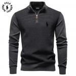 Ralph Lauren 2026 S&uuml;gis/Talv Tikandiga Uus Poollukuga Meeste Stand-up Kraega Puuvillane Kampsun &Auml;ri-Casual Kootud Kampsun S