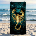 Luksuslik Kuldne Skorpion Rannar&auml;tik Mustriga P&auml;ikesekaitse ja Tuulekindel Sobib Basseini Telkimiseks Reisimiseks Tekk 70x140cm&1pc