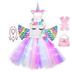 T&uuml;drukute s&auml;rav &uuml;kssarviku TUT kleit Helendavad laste &uuml;kssarviku kleidid t&uuml;drukutele Halloweeni peoks Printsessi kleit Laste riided vestidos 7-8T (125-140cm) white