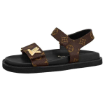 LOUIS VUITTON P&auml;ikeseloojangu Nahast &Uuml;he Rihmaga Sandaalid Naiste Pruun 1ABVGY 35 black