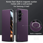 Samsung Galaxy Z Fold 8 Ultra 7 6 jaoks S&uuml;sinikkiust Mustriga Nahast Magsafe Kaanega &Auml;ri Aknavaatega Klappkaas Galaxy Z Fold4 lilla