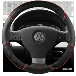 Must mikrofiibernahast k&auml;sitsi &otilde;mmeldud auto roolikate Volkswagen Golf 5 Mk5 GTI VW Golf 5 R32 Passat R GT 2005 jaoks red round gray