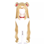 Anime Sailor Moon Parukas Tsukino Usagi Cosplay Kuldne Kollane Printsess Serenity Pikk Krussis S&uuml;nteetiline Juuksed Kost&uuml;&uuml;mi Parukas Halloweeni jaoks beige