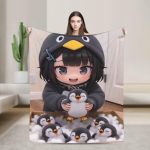 Gugu Gaga Pingviin Korallfliisist Pl&uuml;&uuml;sist Tekk Kawaii Tekid Voodi Diivani jaoks Superpehmed Tekid 150X180CM