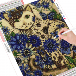 HUACAN 5d isetehtud teemantmaaling ristpiste K&auml;sitsi maalitud kassiteemant Tikandid teemant Mosaiik t&auml;ismustrid Rhinestones Full Round 20*30 cm