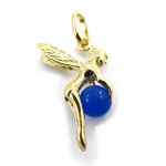 Les Tr&eacute;sors De Lily [C7525] - Pendentif Plaqu&eacute; Or 'F&eacute;e Clochette' Bleu dor&eacute; - 15x16 mm sinine