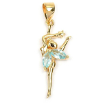 Les Tr&eacute;sors De Lily [L4359] - Pendentif Plaqu&eacute; Or 'F&eacute;e Clochette' aquamarine dor&eacute; - 30x10 mm t&uuml;rkiissinine