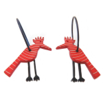 Les Tr&eacute;sors De Lily [Q9734] - Cr&eacute;oles artisanales 'Marionettes' rouge noir (h&eacute;ron) - 18 mm- 22x20 mm punane