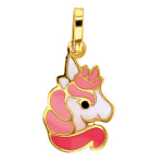 Les Tr&eacute;sors De Lily [R0407] - Ripats 'Licorne My Unicorn' roosa valge kuld (kuld - 9 karaati) - 12x9 mm Heleroosa