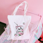 Korea Kawaii virsikumahl Ulzzang Print Fun Harajuku Vintage Canvas Totes 90-ndate mood &otilde;lakotid