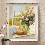 Full Drill Teemantmaal T&auml;isruudu mosaiigist lillega seinakleebis K&auml;sitsi valmistatud kingitus Full Round 20X30CM