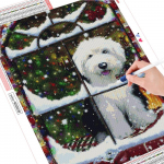 Teemantv&auml;rvimine koer t&auml;isruudukujuline &uuml;mmargune teemanttikandid loomakomplekt mosaiik j&otilde;ulukink kodukaunistus Full Round (20X30CM)