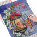 Teemantmaali j&otilde;ulupuu lumememm ristpistes m&uuml;&uuml;k 3D teemanttikandid maastiku kivikivi komplekt k&auml;sitsi valmistatud kingitus Full Round (20X30CM)