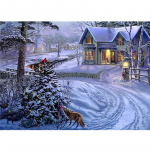 Ruut/&uuml;mmargune teemantmaal Maastik helmestega tikandid Teemantmosaiik Kirik Ristpiste komplekt Talvine kivikivi kunst Seinakunst Full Round 20X30CM punane