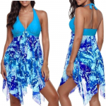 Suvised naiste kaheosalise seelikuga ujumistrikoo Beach Wear Plus Size Oversized tr&uuml;kitud siidist &auml;&auml;rega pitsidega hingav ujumistrikoo XXL