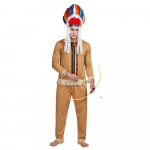 T&auml;iskasvanute India kost&uuml;&uuml;m Brave Caveman Native Warrior Halloweeni komplekt M