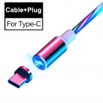 Magnetiline voolav valgus LED USB C Micro USB kaabel Samsungi C-t&uuml;&uuml;pi laadimis-laadimisjuhe 1M magnetiga laadija C-t&uuml;&uuml;pi kaablid. For Type-c