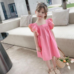 Suvised lapsed, v&auml;ikelapsed, t&uuml;drukud, armas vabaajakleit, kroonlehed, mitmetasandiline puhvis varrukatega rannakleit Laste pidulik sirge kleit 2&ndash;7 a 13