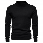 AIOPESON Mid Neck Pullover Meeste vabaaja &uuml;hev&auml;rviline Pehme Talvine Soe Meeste Kampsun Kvaliteetne Pullover Kampsun Meestele M 55-65kg must