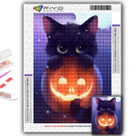 Teemanttikandid Halloweeni k&otilde;rvits ja must kass 5D DIY teemantmaal ristpistes kivikivi Full Round 20X30CM