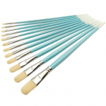 Harjastega Filberti pintslid &uuml;mmarguse peaga pardikeelehari 12 tk. komplekt k&otilde;vad juuksekunstiharjad &otilde;li-gua&scaron;&scaron;-akvarell-akr&uuml;&uuml;lmaalimiseks 12 Pcs Set sinine