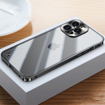 Metallraamiga telefoni&uuml;mbris iPhone 11 12 13 14 15 16 Pro Max Alumiiniumisulamist T&auml;ielik objektiivi kaitsekate iPhone 13 mini jaoks. Metallist tagakorpus For iPhone 11 must