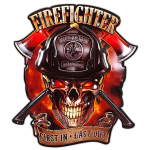Les Tr&eacute;sors De Lily [A3210] - Retro metallist tahvel  Firefighter  punane must - 50x43 cm punane