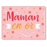 Les Tr&eacute;sors De Lily [A3373] &ndash; keraamiline magnet 'Maman' roosa (Kuldne ema) - 8x6 cm Heleroosa