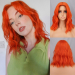 MISS PARUKAS l&uuml;hikesed oranžid Water Wave parukad keskosa tukkidega s&uuml;nteetilisest kiust l&uuml;hikese bob laineline parukas naistepeole Lolita Cosplay D22-8B
