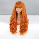 MERISIHAIR pikk laineline oranž naiste parukas koos tukkidega s&uuml;nteetilisest kiust Cosplay igap&auml;evaseks kandmiseks pikk naturaalne laineline parukas Ombre v&auml;rv