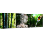 Kolmest pildist koosnev komplekt l&otilde;uendiprinti Bamboo Zen Buddha 90x30 roheline