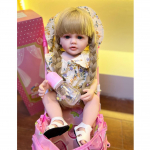 BZDOLL 55 CM t&auml;issilikoonist keha Reborn Baby Blonde Juustega T&uuml;druk, 22-tolline Realistlik Nukk M&auml;nguasi Printsess V&auml;ikelaps Bebe same as picture