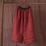 Johnature naiste linane vintage laia s&auml;&auml;rega p&uuml;ksid elastne v&ouml;&ouml;koht &uuml;hev&auml;rvilised p&uuml;ksid kevadised vabad taskud naiste pikad p&uuml;ksid One Size tumehall v&auml;rv