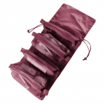 Eemaldatav nailonist meigikott Suure mahutavusega neli-&uuml;hes kaasaskantav kokkupandav reisi-tualett-tarvete kott Meigipintslid Huulepulga hoiustamisvahend Kosmeetikakott veinipunane v&auml;rv