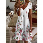 Naiste suvine suures suuruses moodne naiste vabaajakleit V-kaelusega plisseeritud elegantne peokleit 5XL