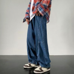 Meeste &uuml;lisuured 5XL Jaapani laia s&auml;&auml;rega vintage Y2K kottis p&uuml;ksid Denim Stripe lahtised merev&auml;rvi teksad Korea stiilis meeste p&uuml;ksid S sinine
