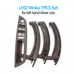 7TK komplekt LHD RHD siseukse akna l&uuml;litipaneeli t&otilde;mbek&auml;epide nahkkattega BMW X5 X6 E70 E71 jaoks LHD Set Black