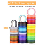 40 tk vikerkaarev&auml;rviline paber Washi teibi komplekt 7,5 mm pitskaunistusega maalriteibid ajakirja p&auml;eviku albumi kleebised