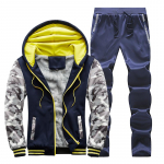 Talvine pl&uuml;&uuml;sis kampsun, meeste soe kampsun, kaheosaline komplekt 5XL sinine