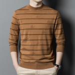 Moodne meeste vabaaja lammaste džemprid kevade ja s&uuml;gise uus villane kampsun Meeste triibuline poolk&otilde;rge kaelusega kootud alumine s&auml;rk 165