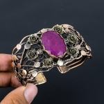 Ka&scaron;miiri Punane Rubiin V&auml;&auml;riskivi Puhas Vask Traadiga M&auml;hitud K&auml;sitsi Valmistatud Mansett/K&auml;ev&otilde;ru Ehted Adjustable punane