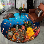 3D merep&otilde;hja veealuse maailma delfiinikilpkonna &uuml;mmargune vaip, elutoa vaip, magamistoa diivan, m&auml;ngutoa sisustus, libisemiskindel p&otilde;randamatt 60cm x 60cm