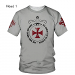 Crusader Knightsi templir&uuml;&uuml;tlite 3D Harajuku prinditud ilus retro maitsega moodne isiksus t&auml;nava meeste &uuml;markaelus l&uuml;hikeste varrukatega T-s&auml;rk L