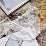 Naiste seksikas pitsist aluspesu alusp&uuml;ksid t&uuml;drukutele armsad t&auml;pilised sasitud puuvillased alusp&uuml;ksid elastsed &otilde;hukesed pooll&auml;bipaistvad madala v&ouml;&ouml;kohaga naiste alusp&uuml;ksid valge