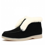 Lehma-seemisnahast saapad Naturaalsest karusnahast soojad talvesaapad Slip-on lumesaapad naistele poolsaapad 35 must