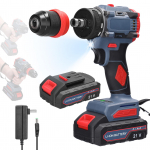 21V 2in1 liitiumpuur elektriline kruvikeeraja multifunktsionaalne elektrit&ouml;&ouml;riist 55Nm p&ouml;&ouml;rdemomendiga harjadeta mootor 2pcs batteries US Plug mitmev&auml;rviline