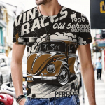 Suvised meeste vintage T-s&auml;rgid Retro-automood Topid 3D-tr&uuml;kiga O-Kaelus Suur l&uuml;hikeste varrukatega Harajuku Naljakad Meeste T&auml;navar&otilde;ivad XL