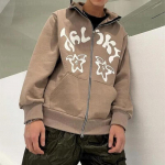 Lukuga kapuuts Meeste anime kiri T&auml;htgraafika Pikkade varrukatega dressipluus Suurem&otilde;&otilde;tmelised Y2K riided Pusa Mood kapuuts Skull kampsun S khaki