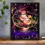 5D DIY teemantmaaling Roosa lillega ristpistes komplekt Mosaiik Teemanttikandid Roos T&auml;isringi kandiline puur Kodukaunistus Round 30x40cm