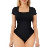 &Otilde;mblusteta stringideta body naistele Tummy Control Shapewear &Uuml;markaelusega Body Shaper l&uuml;hikeste varrukatega kombinesooni s&auml;rk. S must